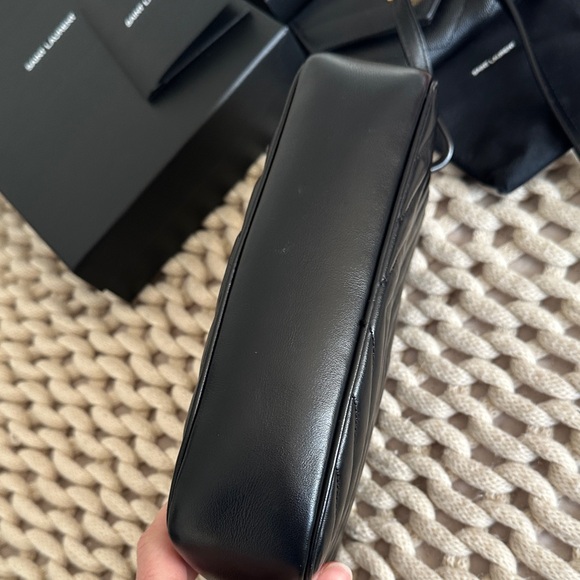 Saint Laurent Black Chevron Quilted Leather Camera Bag and Small Envelope Wallet - Picture 6 of 15